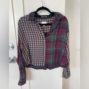 American Eagle Plaid Cropped Shirt